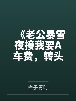 《老公暴雪夜接我要A车费,转头却无偿送学妹》 《老公暴雪夜接我要A车费,转头却无偿送学妹》